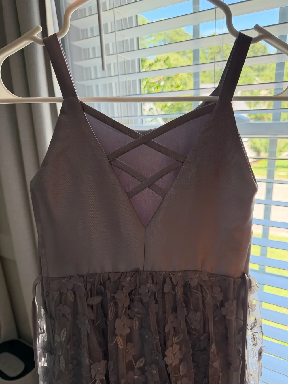 Speechless Lavender Floral Mesh Formal Dress